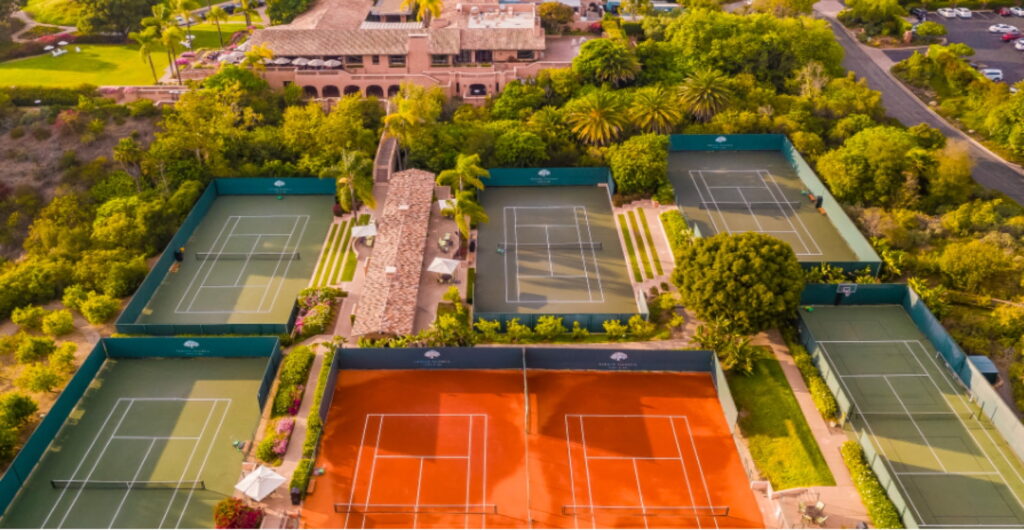 Aerial view of tennis courts