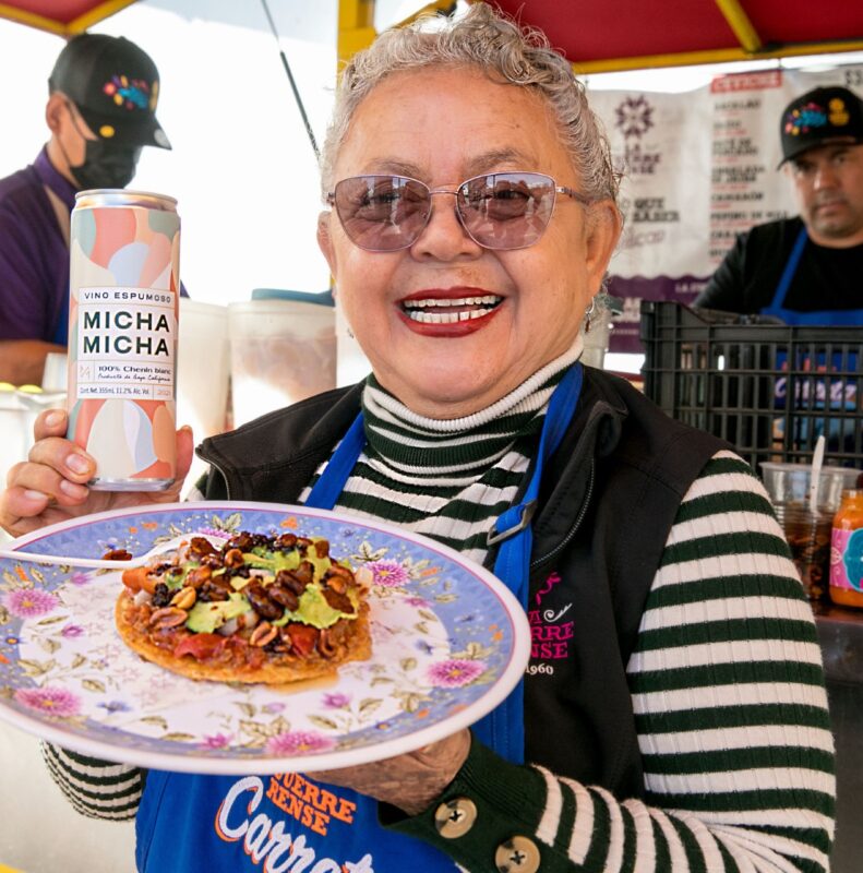 Sabina at La Guerrerense street food cart in Tijuana