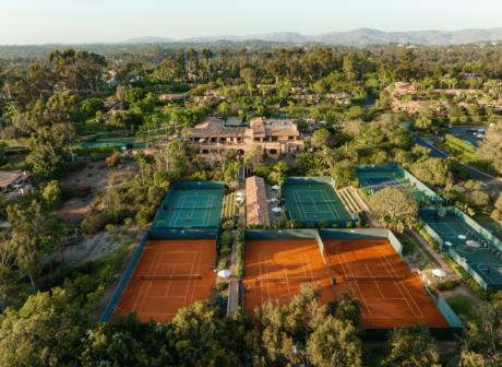 aerial view of tennis courts