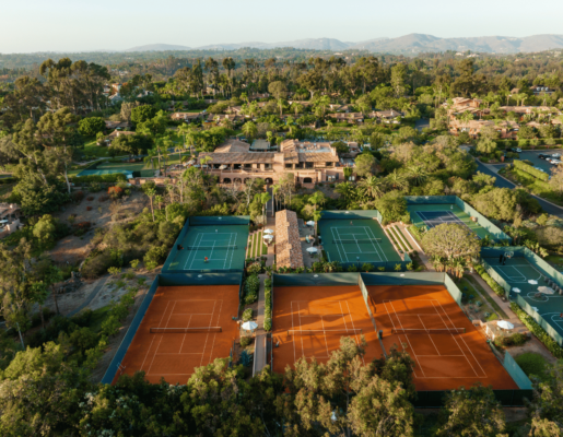 aerial view of tennis courts