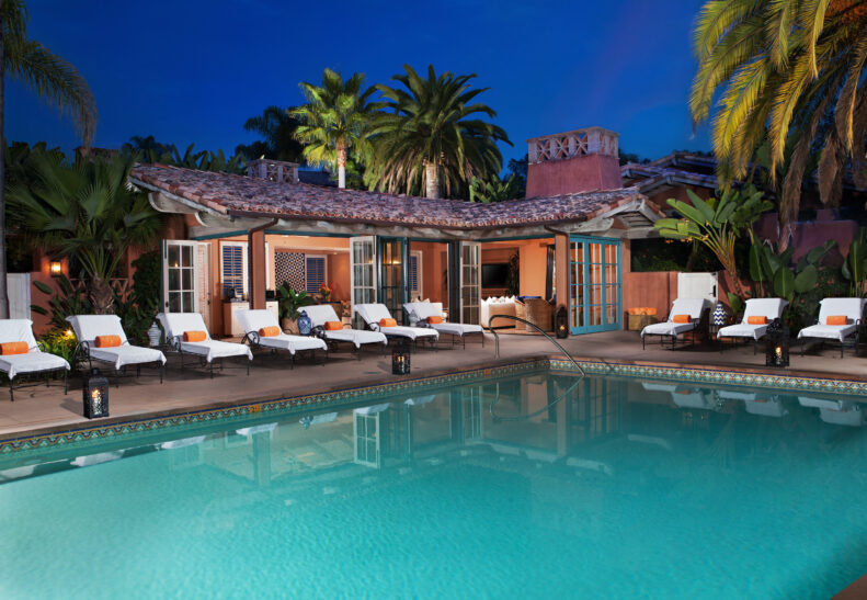 Rancho Valencia Villas Pool at Night