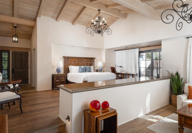 Olive Grove King Suite bed looking from the living area