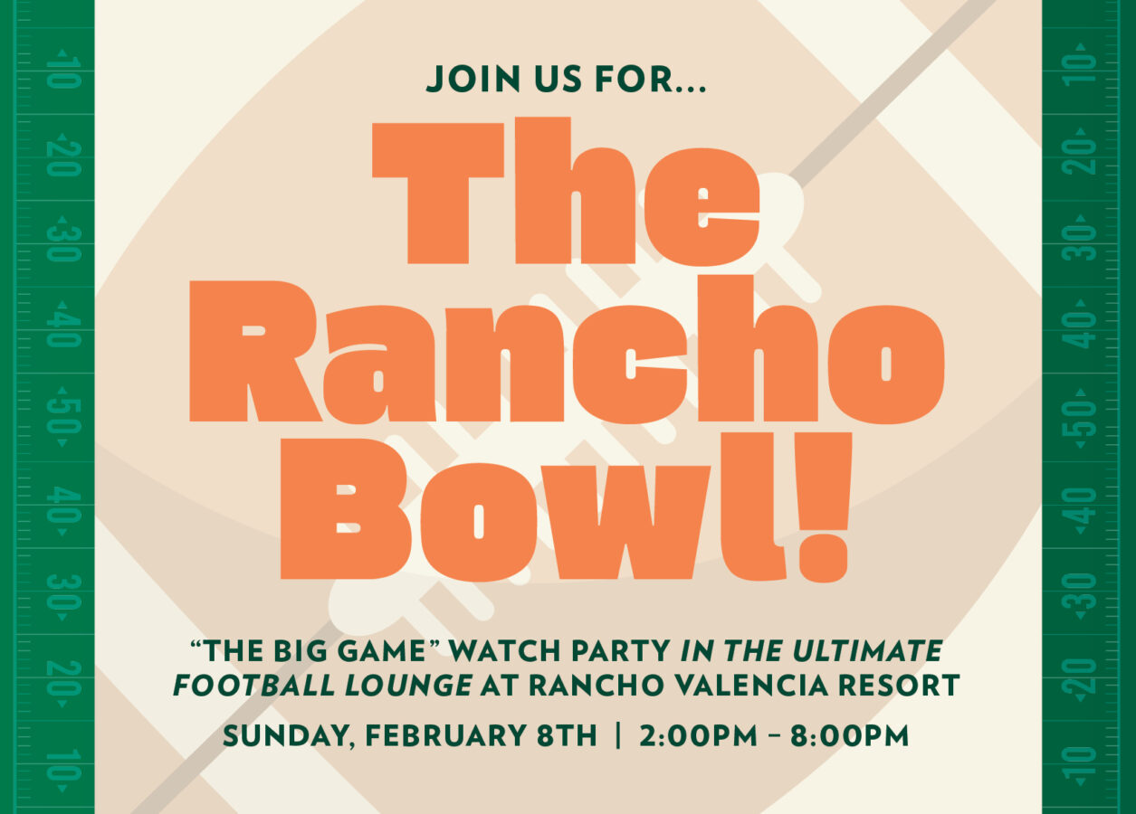 Graphic of The Rancho Bowl football watch party on February 8th, 2025