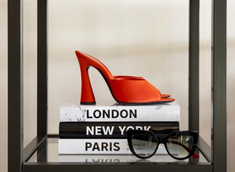 Red Shoe on shelf in Sake Fifth Avenue Suite